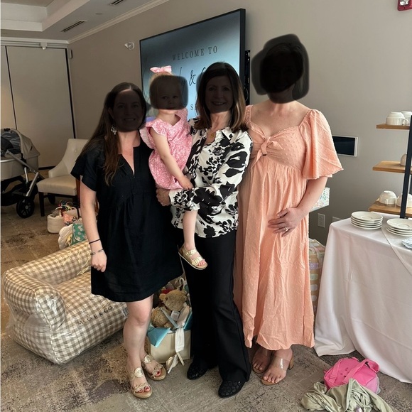 Pinkblush Peach Textured Dot Front Tie Ruffle Sleeve Maternity Midi Dress - Picture 4 of 4